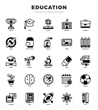 Education elements. Lineal Filled web icon set. Simple vector illustration. Stock Illustration