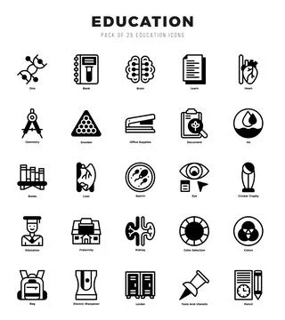 Education elements. Lineal Filled web icon set. Simple vector illustration. Illustrazione stock