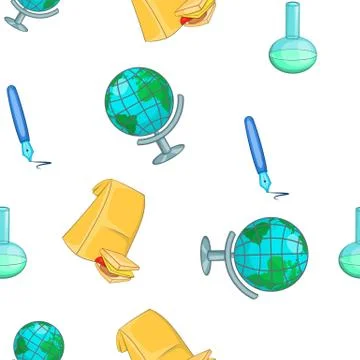 Education elements pattern, cartoon style Stock Illustration