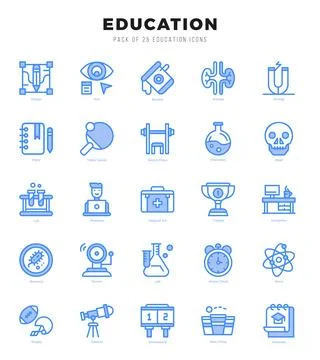 Education elements. Two Color web icon set. Simple vector illustration. 스톡 일러스트