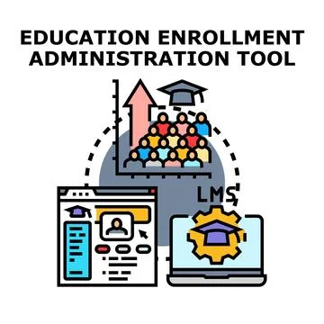 Education enrollment administration tool managing student growth Stock Illustration