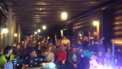 Education event - presenting something to group of kids at educational event Stock Footage 107874228