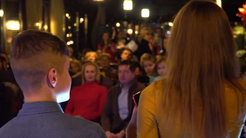 Education event - presenting something to group of kids at educational event Stock Footage 107874553