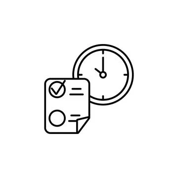 Education exam time icon. Simple line, outline vector of e-learning system icons Illustrazione stock