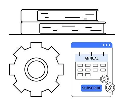 Education, financial subscription, e-learning tools, automation, workflow man Stock Illustration