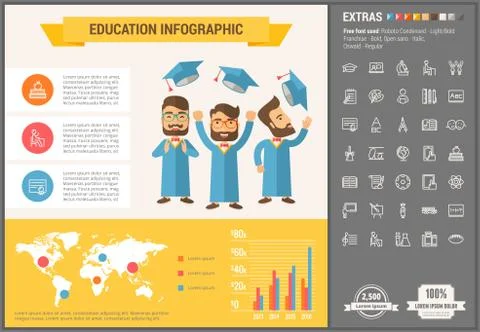 Education flat design Infographic Template Stockillustratie