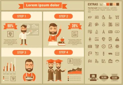 Education flat design Infographic Template 库存插图