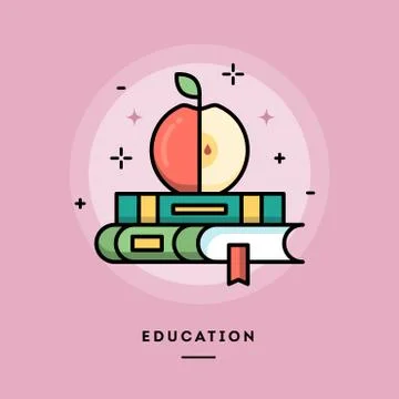 Education, flat design thin line banner Illustrazione stock