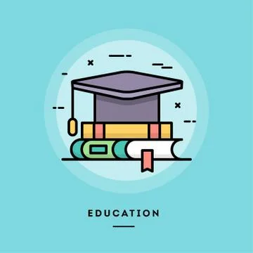 Education, flat design thin line banner Illustrazione stock