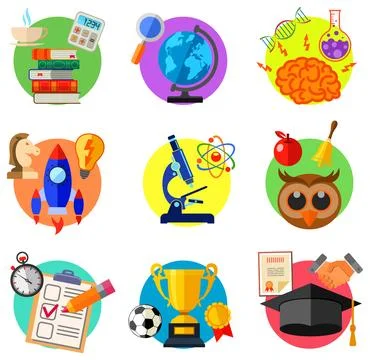 Education Flat Icon Set Stock Illustration