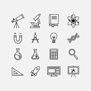 Education flat icon set, science icon set Stock Illustration