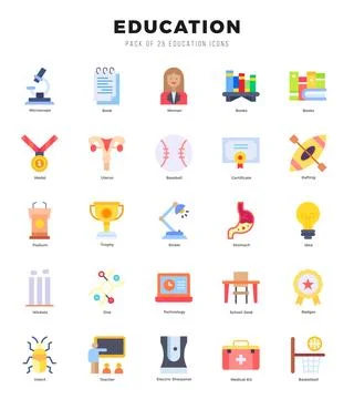 Education Flat icons collection. Flat icons pack. Vector illustration Stock Illustration