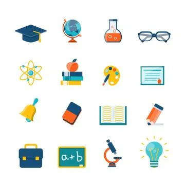 Education Flat Icons Stock Illustration