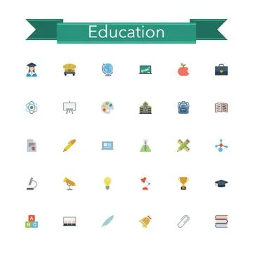 Education Flat Icons Stock Illustration