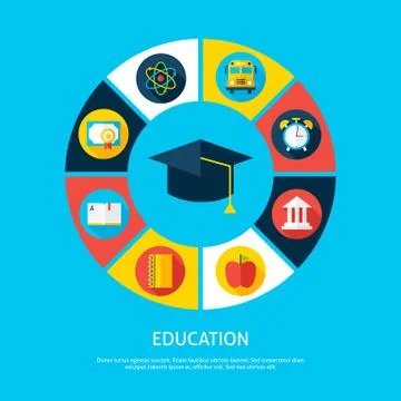Education Flat Infographic Concept Ilustración de archivo