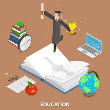 Education flat isometric low poly vector concept イラスト素材