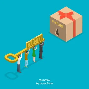 Education flat isometric vector concept. Stock Illustration