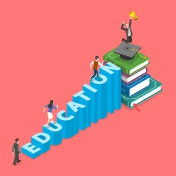 Education flat isometric vector concept. Stock Illustration