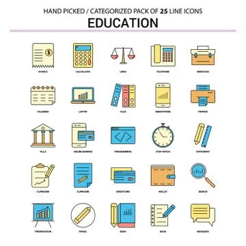 Education Flat Line Icon Set - Business Concept Icons Design Illustrazione stock