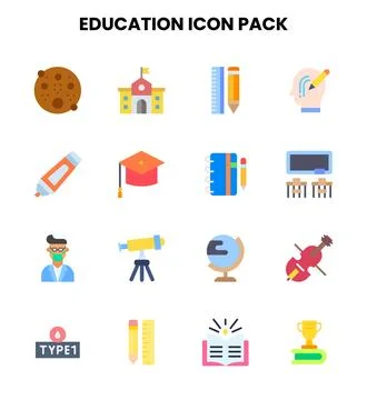 Education Flat Scalable Icons Pack Illustrazione stock
