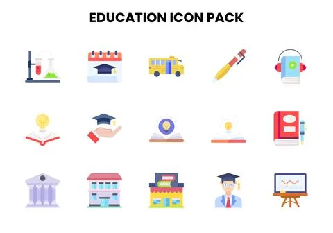 Education Flat Scalable Icons Pack イラスト素材