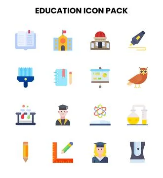 Education Flat Scalable Icons Pack Ilustración de archivo