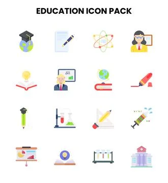 Education Flat SVG Icons Pack Illustrazione stock