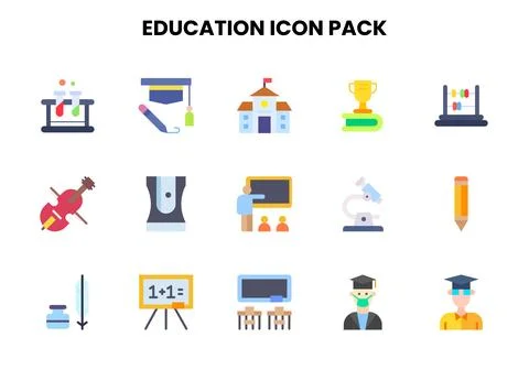Education Flat UI Icons Pack Stock Illustration