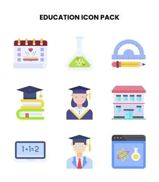 Education Flat Vector Icons Pack 스톡 일러스트
