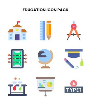Education Flat Vector Icons Pack Stockillustratie