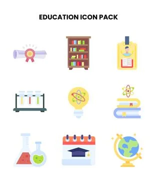 Education Flat Vector Icons Pack Illustrazione stock