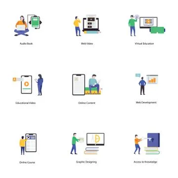 Education Flat Vectors Illustration Pack Stockillustratie