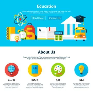 Education Flat Web Design Template Illustrazione stock