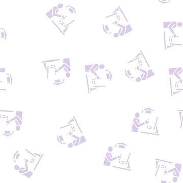 Education flight simulator on computer glyph seamless pattern Stock Illustration