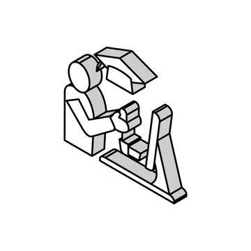 Education flight simulator on computer isometric icon vector illustration Illustrazione stock