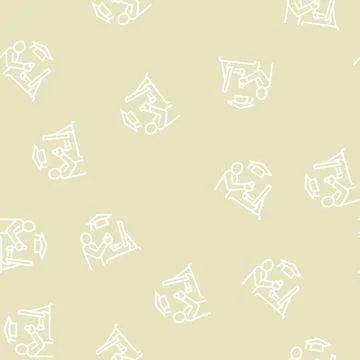 Education flight simulator on computer line seamless pattern Stock Illustration