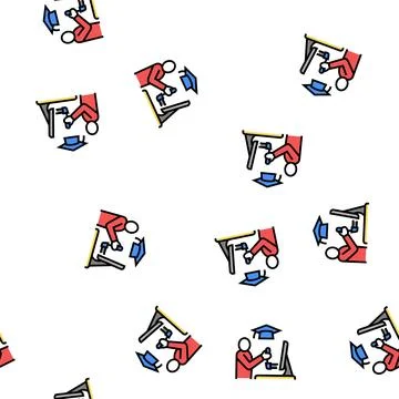 Education flight simulator on computer vector seamless pattern Stock Illustration