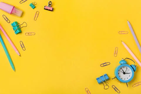 Education, freelancer work desk, back to school Stock Photos