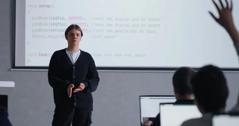 Education Of Future Programmers And IT Professionals In School, Student Boy Stock Footage 280640606