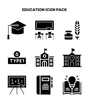 Education Glyph Bundle Icons Pack Illustrazione stock