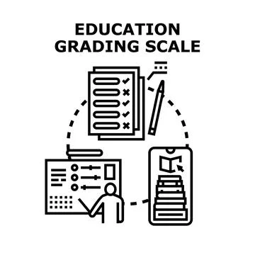 Education grading scale concept with student learning process Stock Illustration