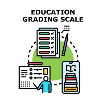 Education grading scale concept with student learning process Stock Illustration