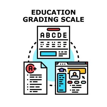 Education grading scale indicating academic assessment results Stock Illustration