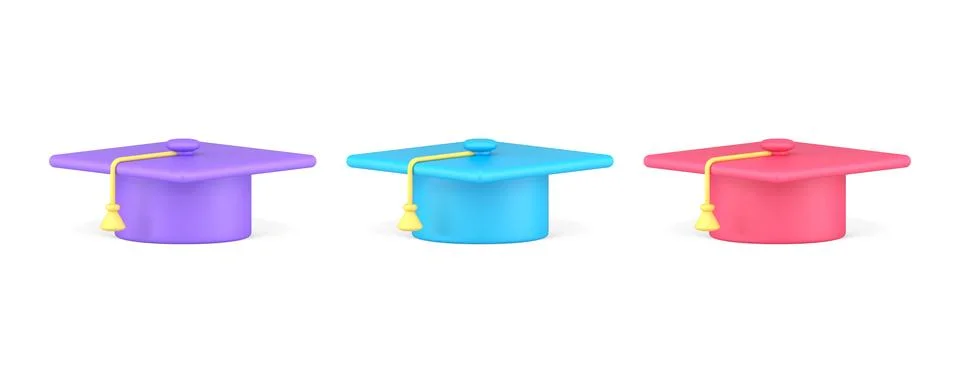 Education graduation cap e learning academic headdress with tassel 3d icon se イラスト素材