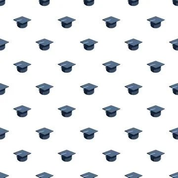 Education graduation cap repeating pattern on white background Stock Illustration
