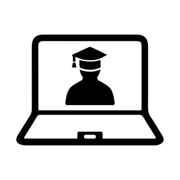 Education, graduation, elearning icon. Black vector graphics. Stock Illustration