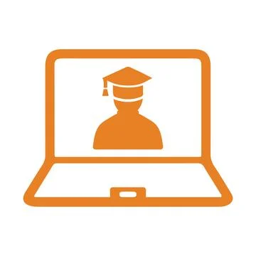 Education, graduation, elearning icon. Orange color vector EPS. Stock Illustration