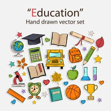 Education hand drawn set Stock Illustration