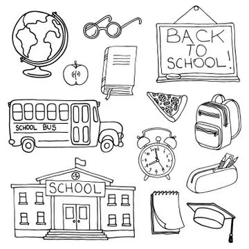 Education hand drawn set Illustrazione stock