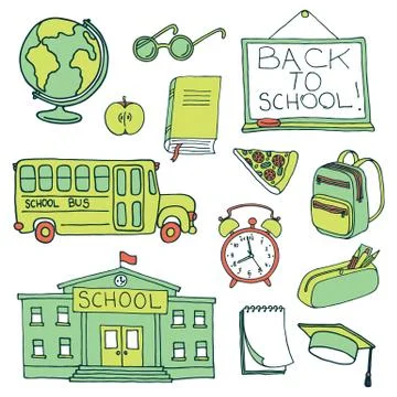 Education hand drawn set Stock Illustration
